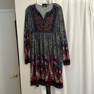 Colorful swing dress for the fall! Embroidered top